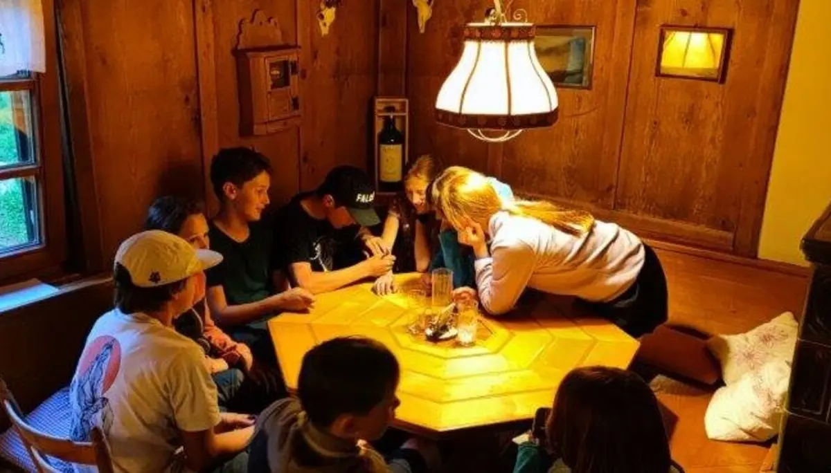 Mehrere Kinder, die an einem Hüttentisch sitzten | © DAV Pfronten - Familiengruppe